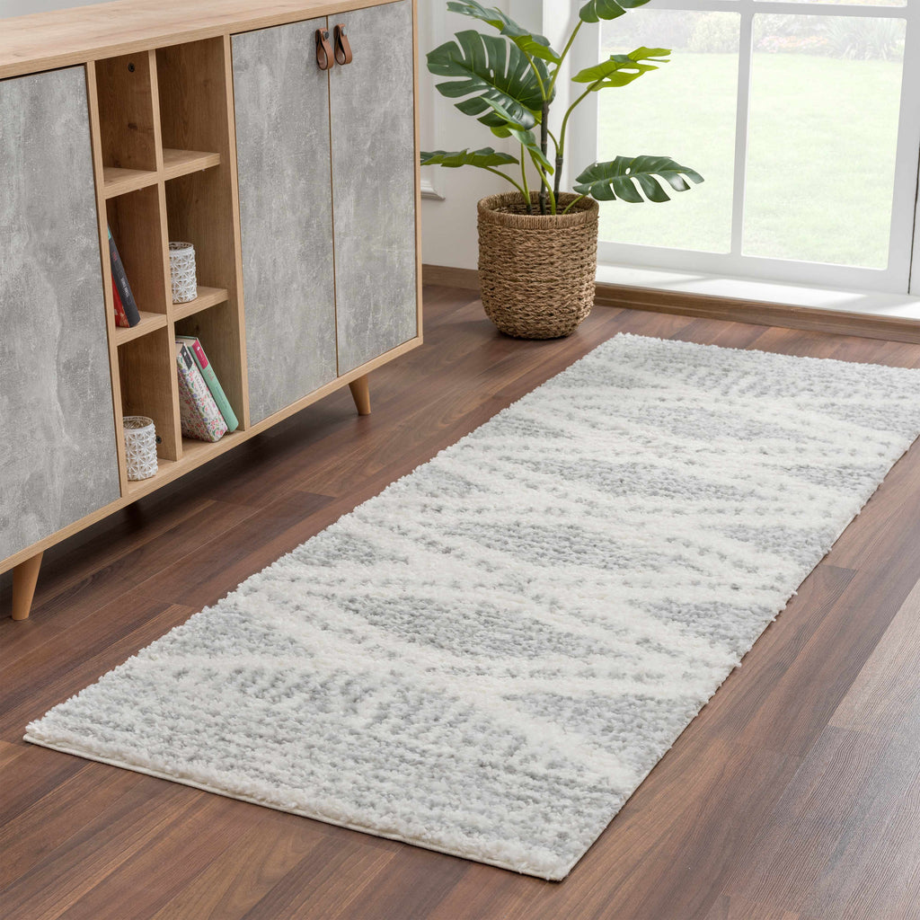 Arden Elara Gray & Cream Shag Rug