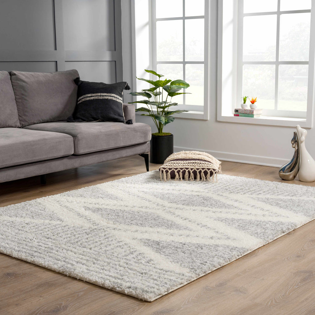 Arden Elara Gray & Cream Shag Rug