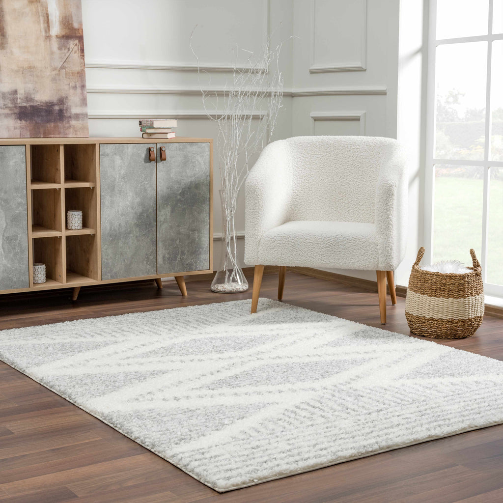 Arden Elara Gray & Cream Shag Rug