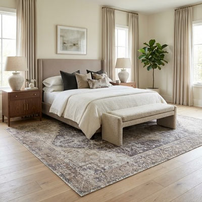 Beige Rosman Washable Area Rug