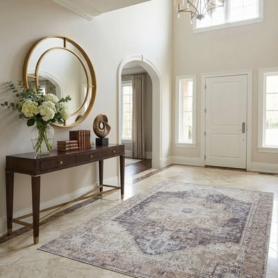Beige Rosman Washable Area Rug