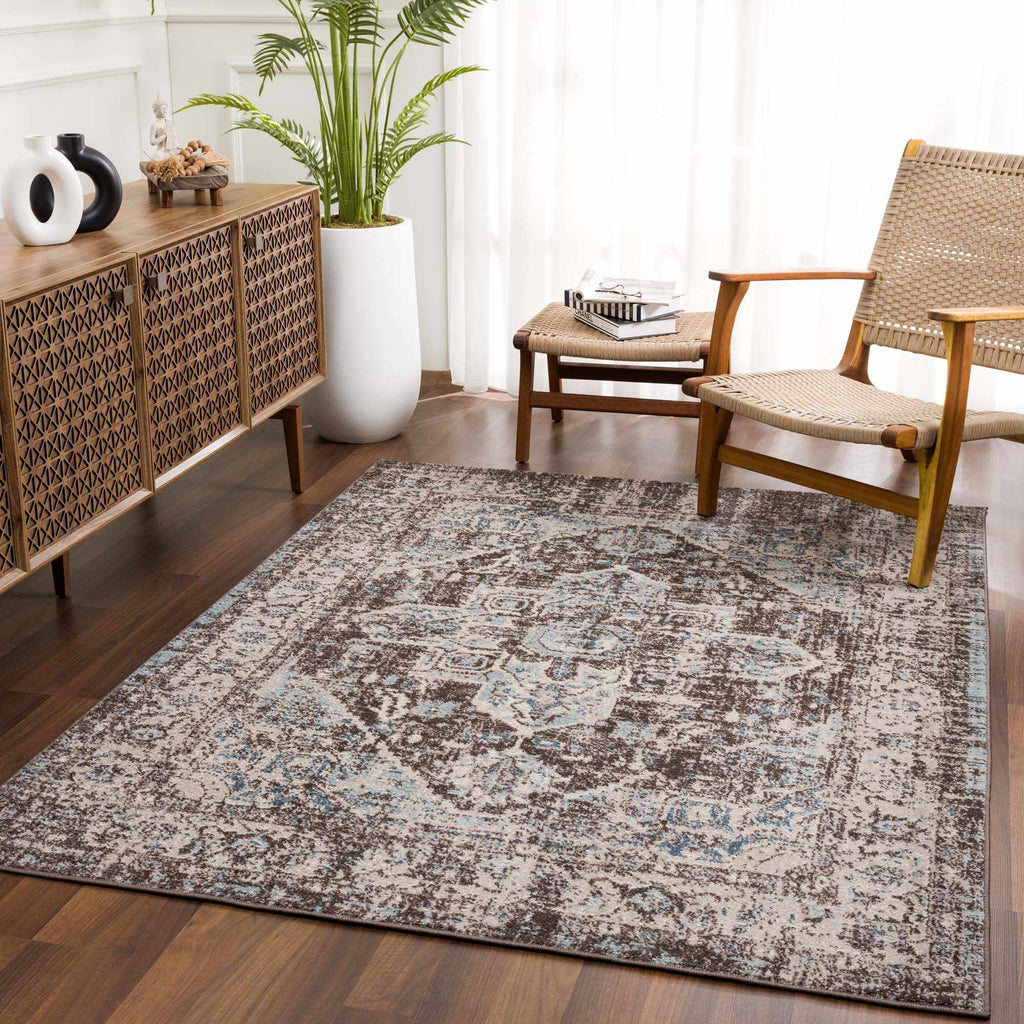 Peeta Dark Brown Medallion Area Rug - Clearance