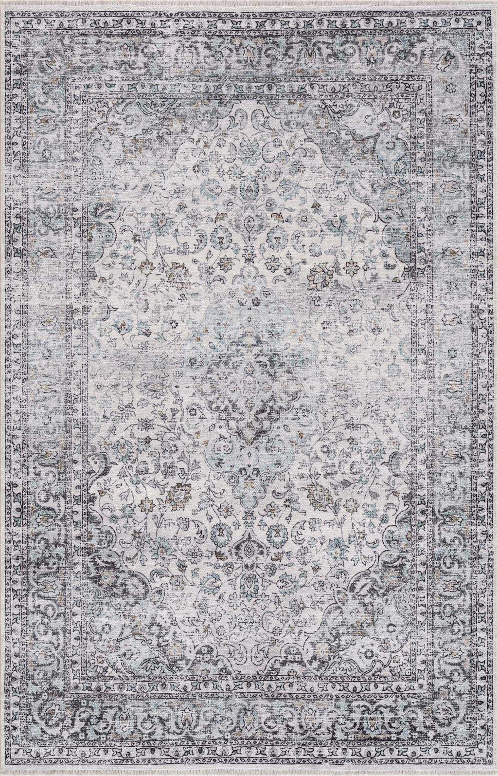 Light Blue Holi-4603 Washable Area Rug - Clearance