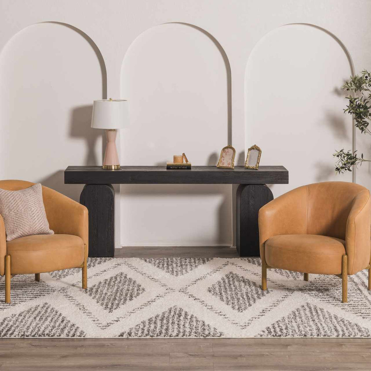 Arden Elara Charcoal&Cream Transitional Boho Rug