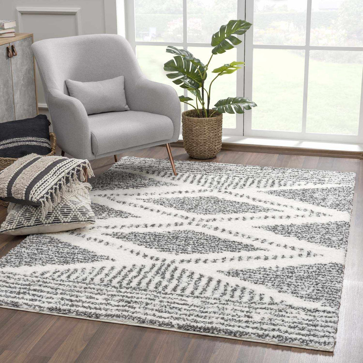 Arden Elara Charcoal&Cream Transitional Boho Rug