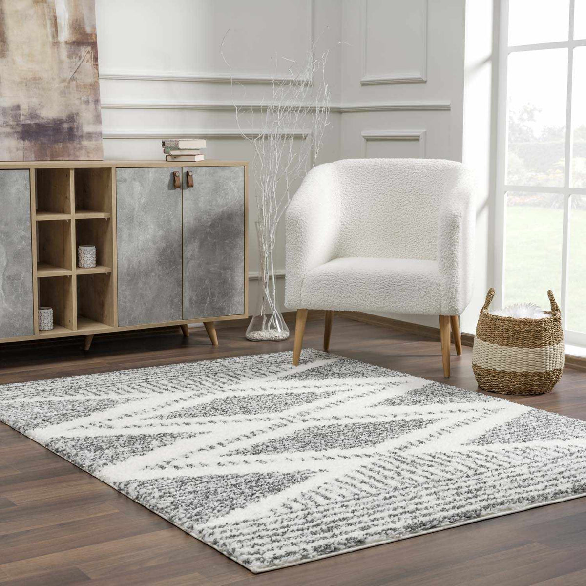 Arden Elara Charcoal&Cream Transitional Boho Rug