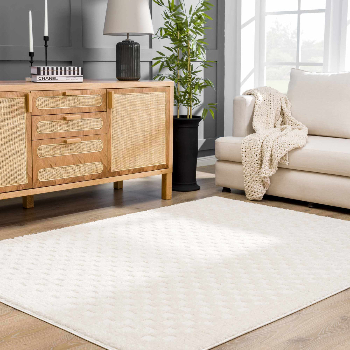 Aveline Elodie Ivory & Off White Contemporary Rug