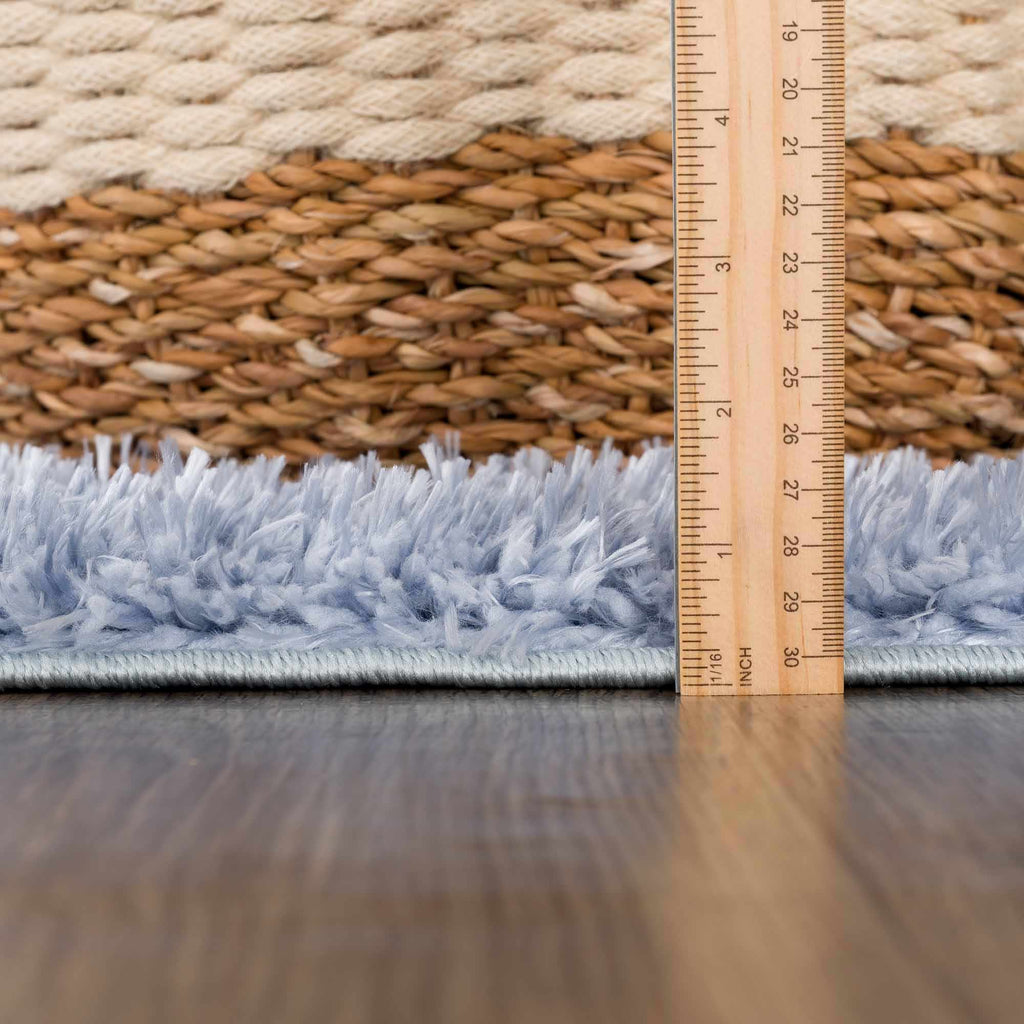 Faina Solid Aqua Shag Washable Area Rug