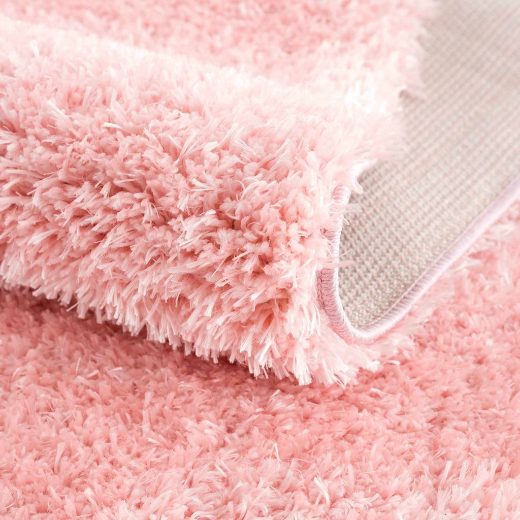 Faina Solid Pink Shag Washable Area Rug - Clearance