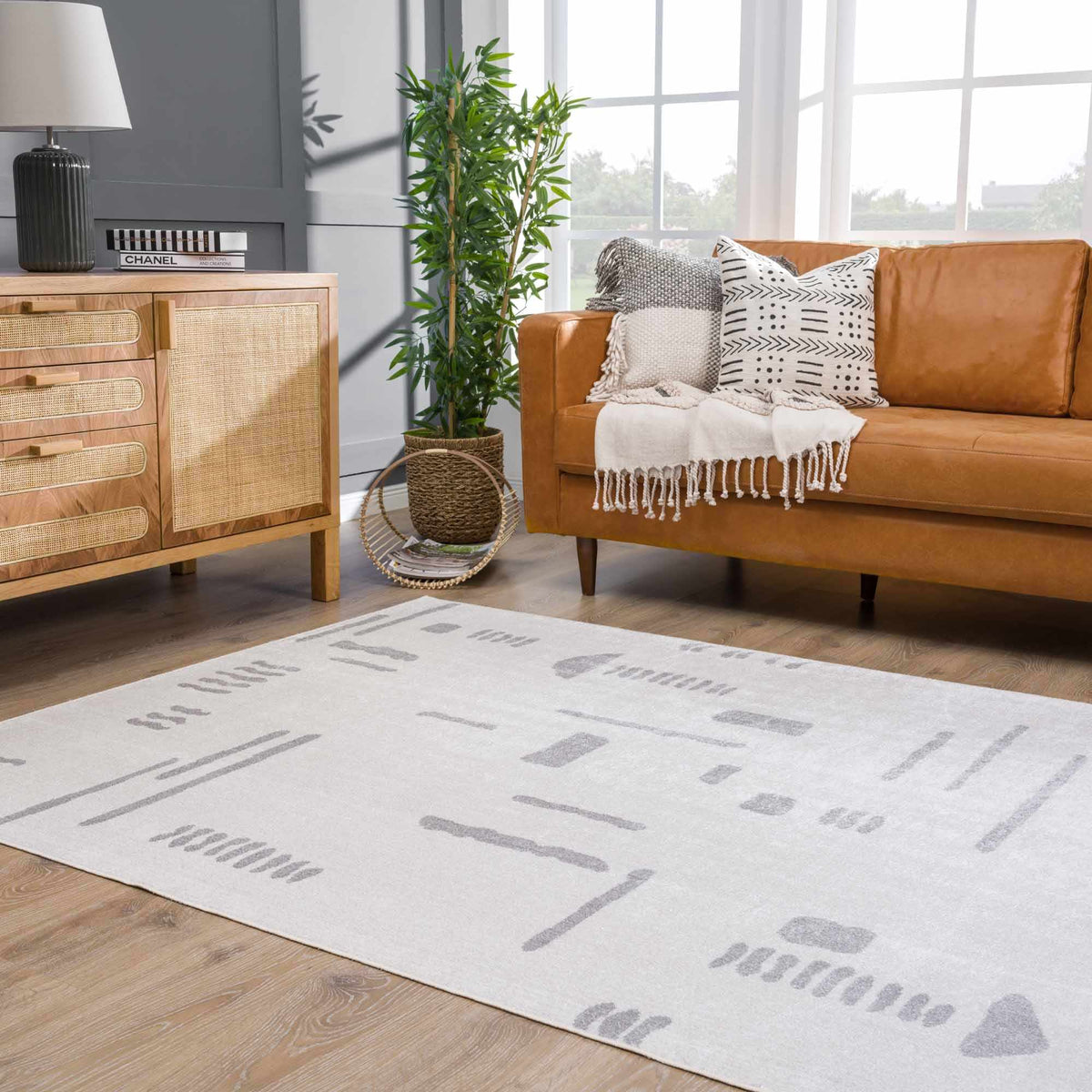 Eitan Modern Washable Off-White Rug - Clearance