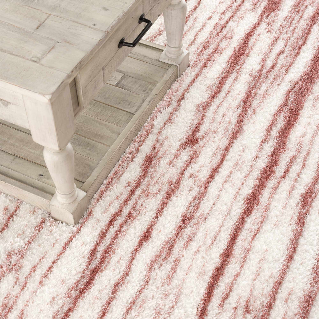 Melia Pink Striped Plush Area Rug - Clearance