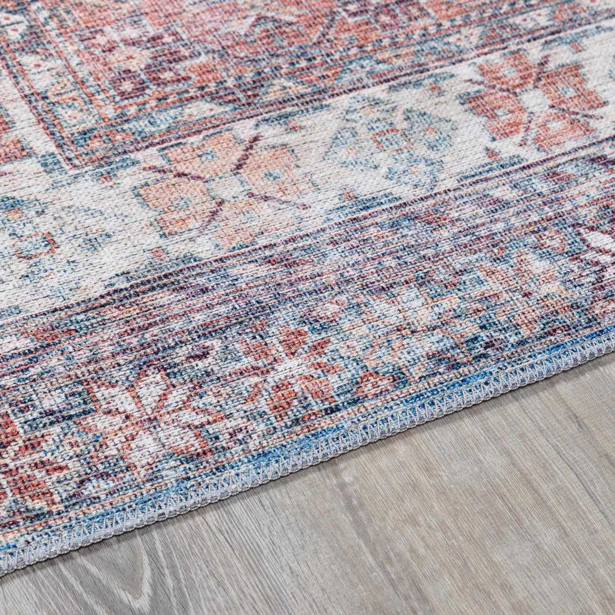Baltinglass Rust & Blue Washable Area Rug