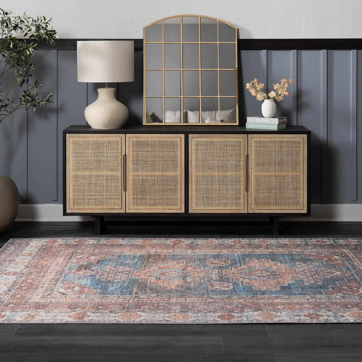 Baltinglass Rust & Blue Washable Area Rug