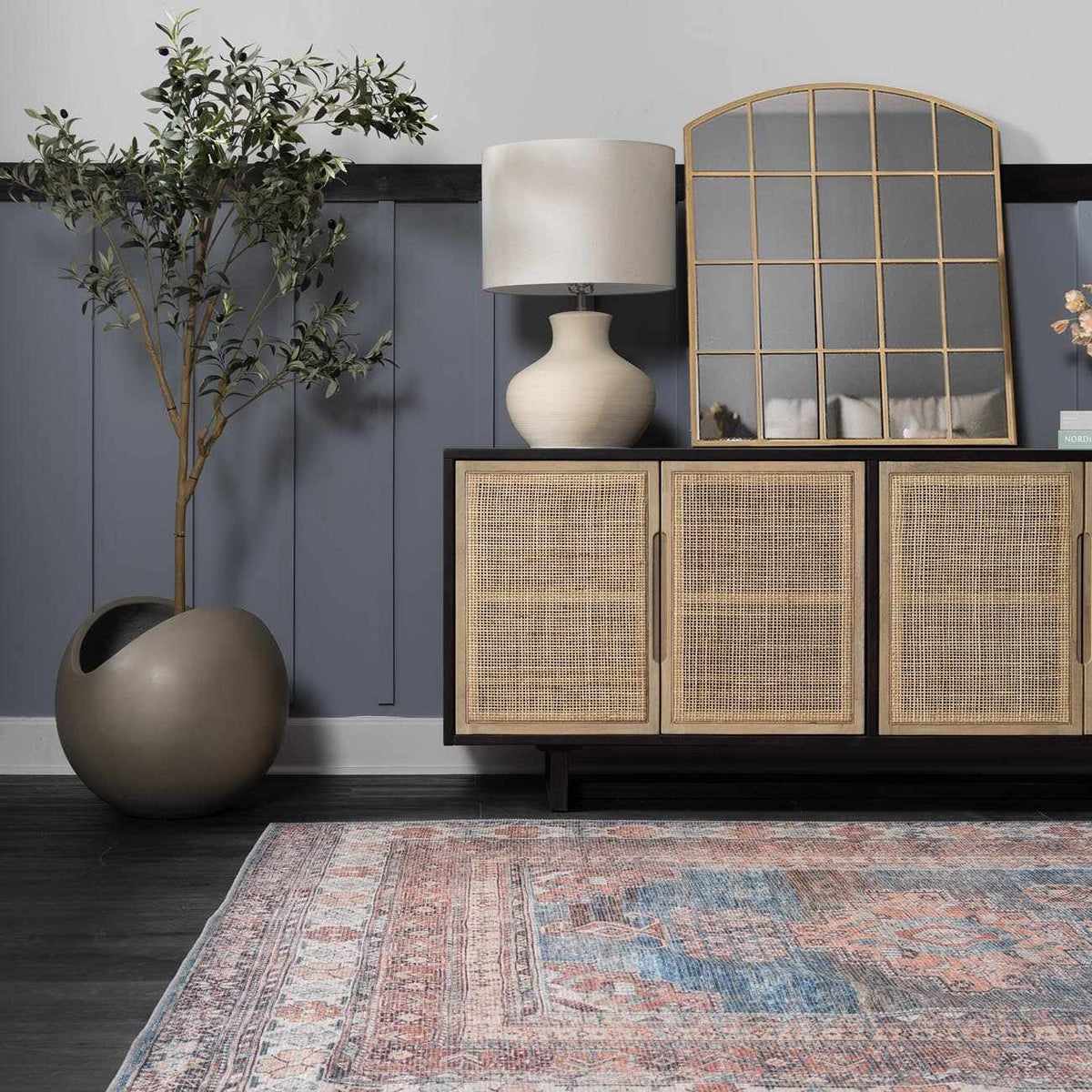 Baltinglass Rust & Blue Washable Area Rug