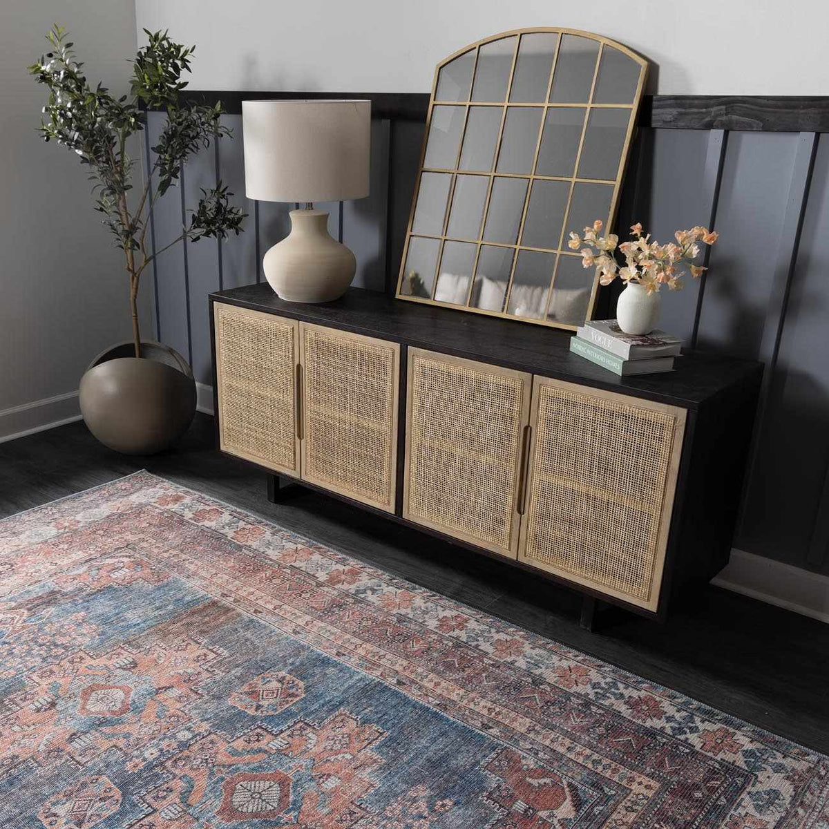 Baltinglass Rust & Blue Washable Area Rug
