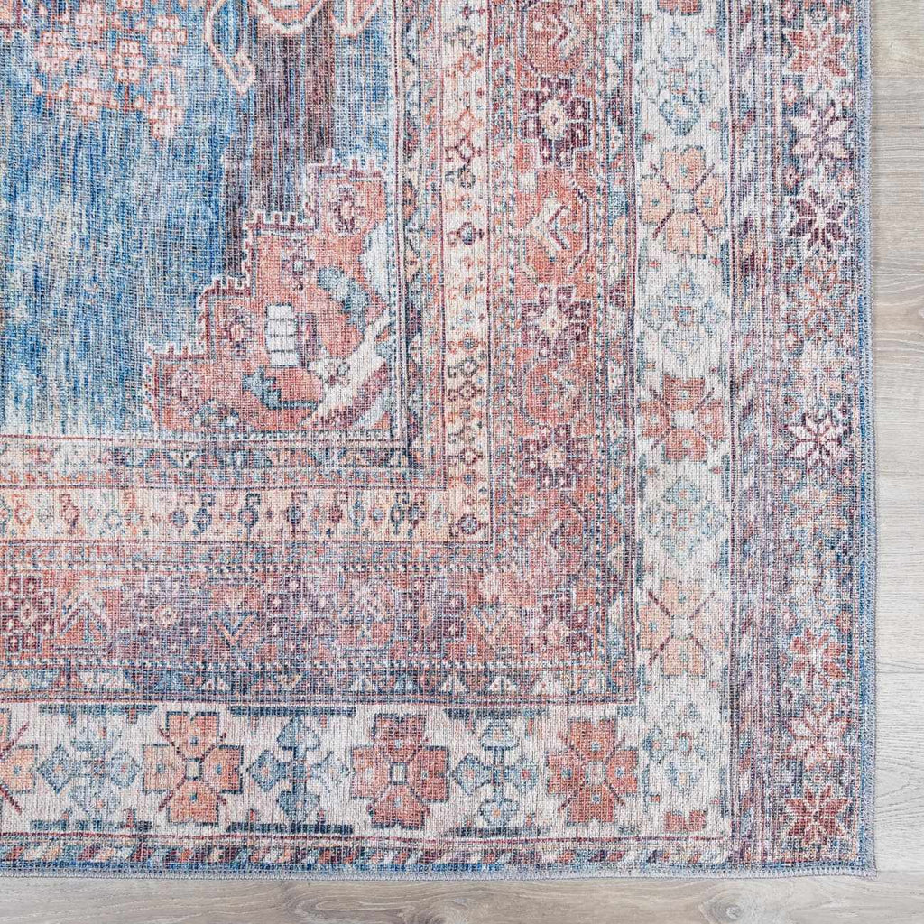 Baltinglass Rust & Blue Washable Area Rug