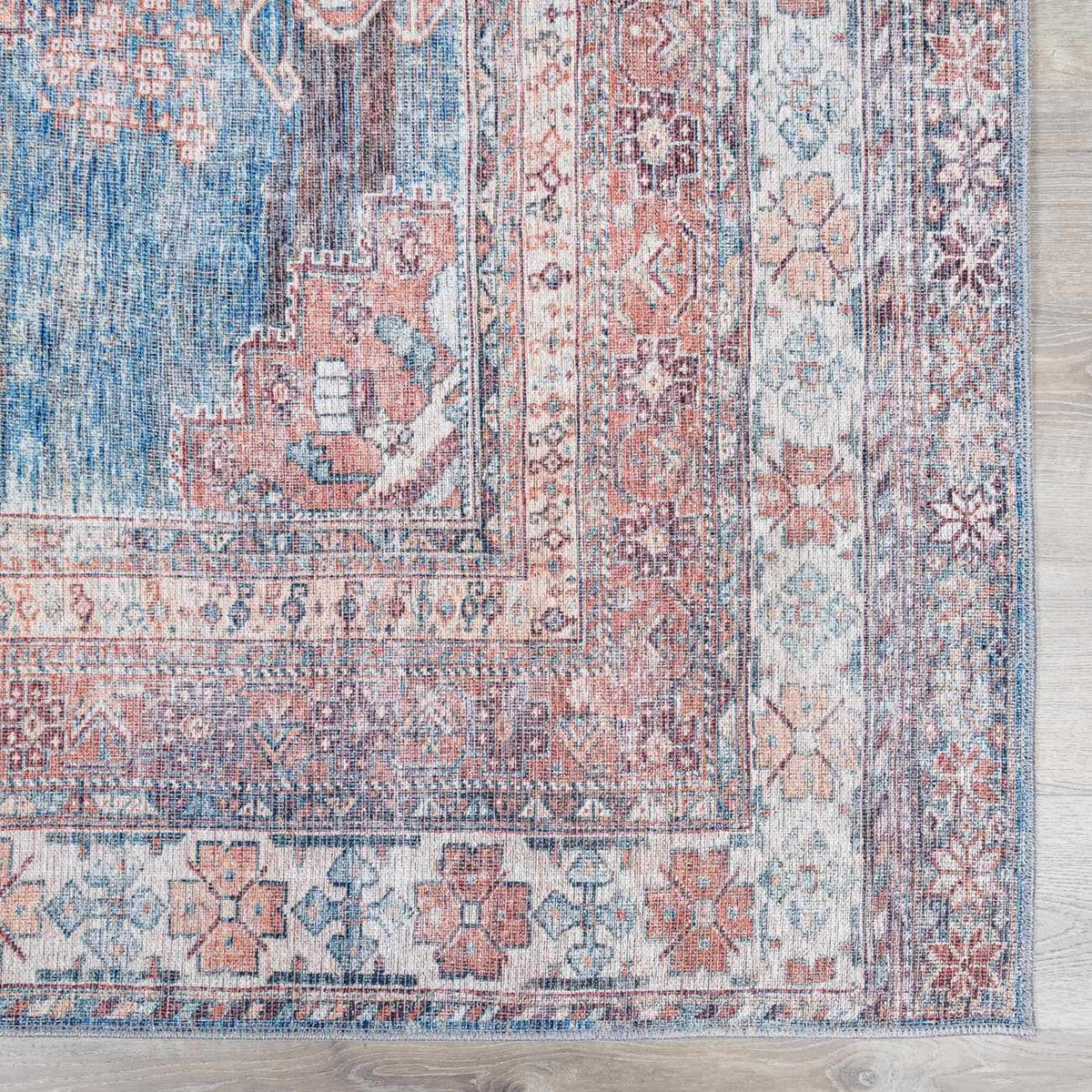 Baltinglass Rust & Blue Washable Area Rug