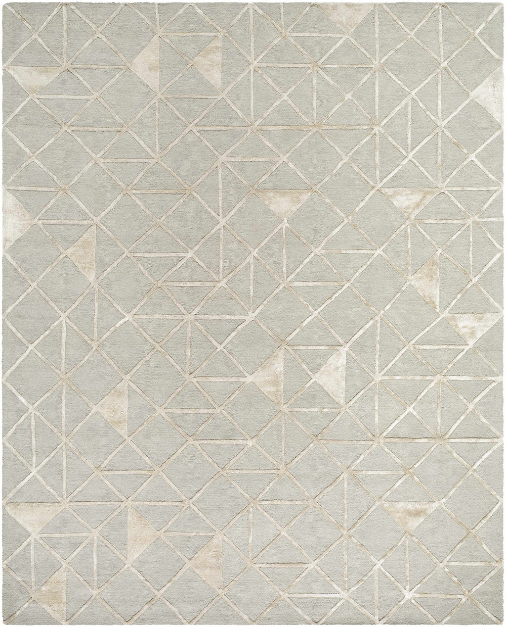Botiu Blue Geometric Hand Tufted Wool Area Rug - Clearance