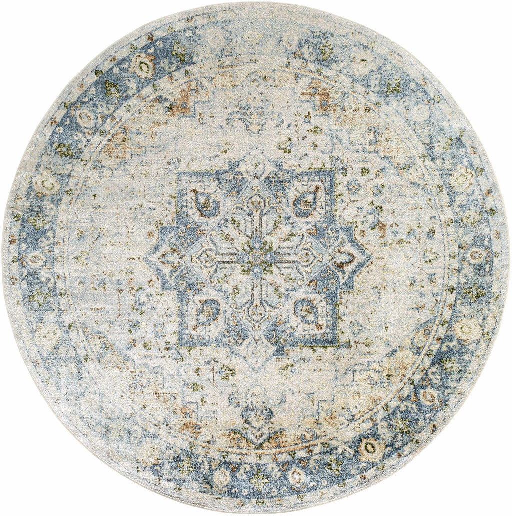 Neta Orange & Light Blue Washable Area Rug - Clearance