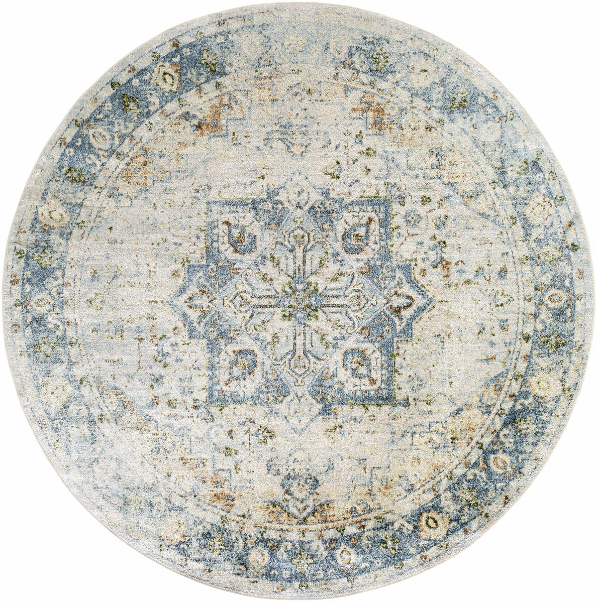 Neta Orange & Light Blue Washable Area Rug - Clearance