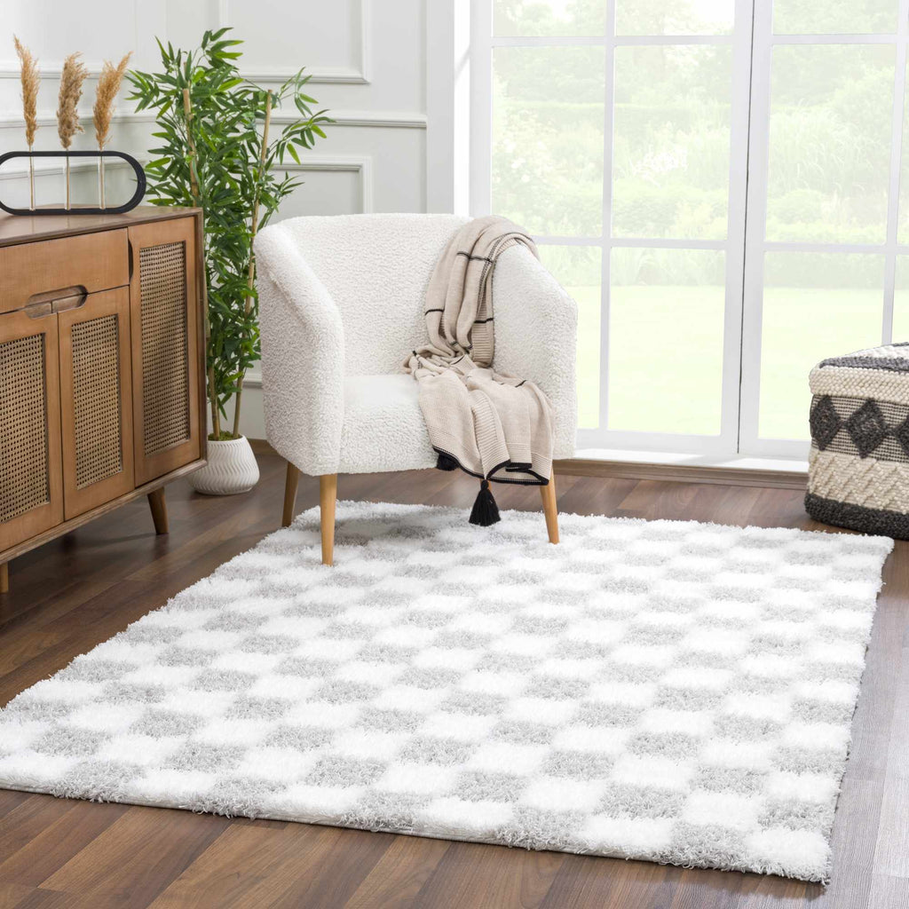 Atelier Graphite Light Gray White Contemporary Rug