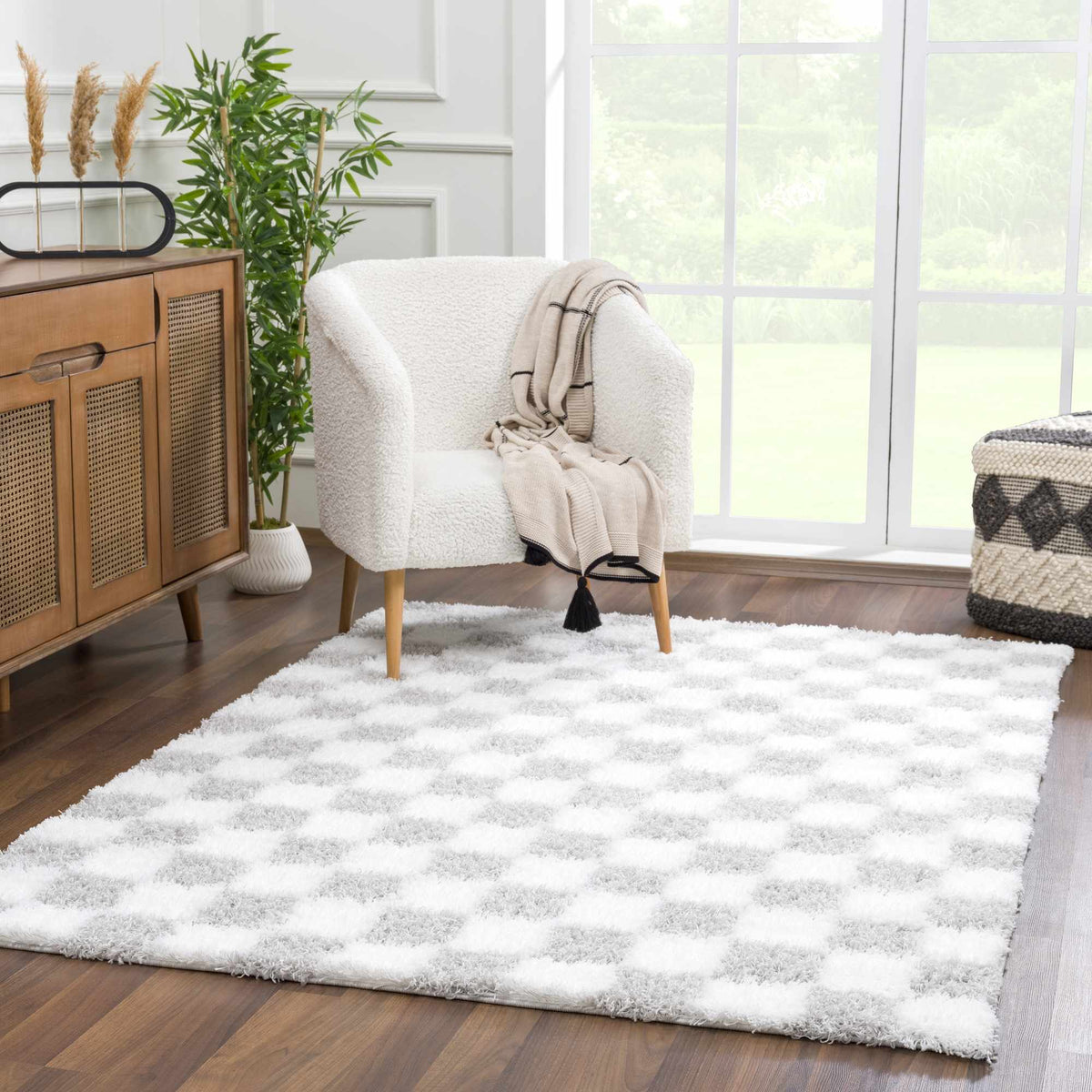 Atelier Graphite Light Gray White Contemporary Rug