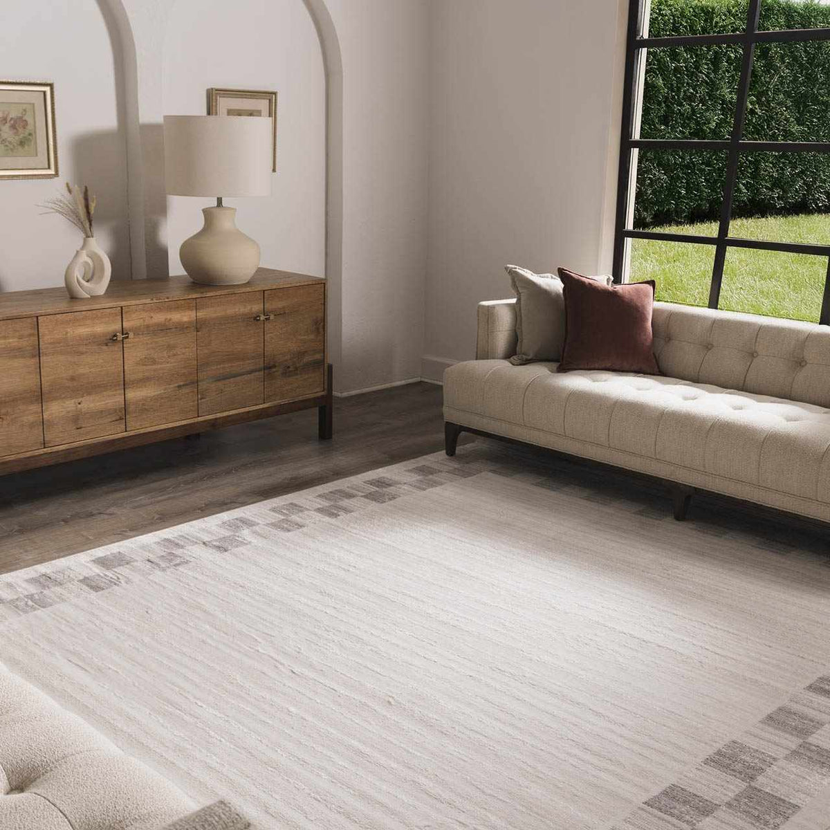 Azrika Gray Checkered Washable Rug - Clearance