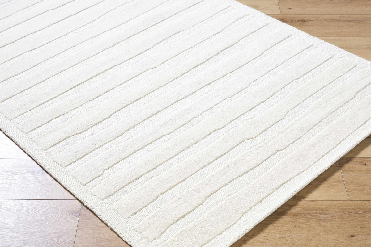 Zerah White Wool Area Rug - Clearance