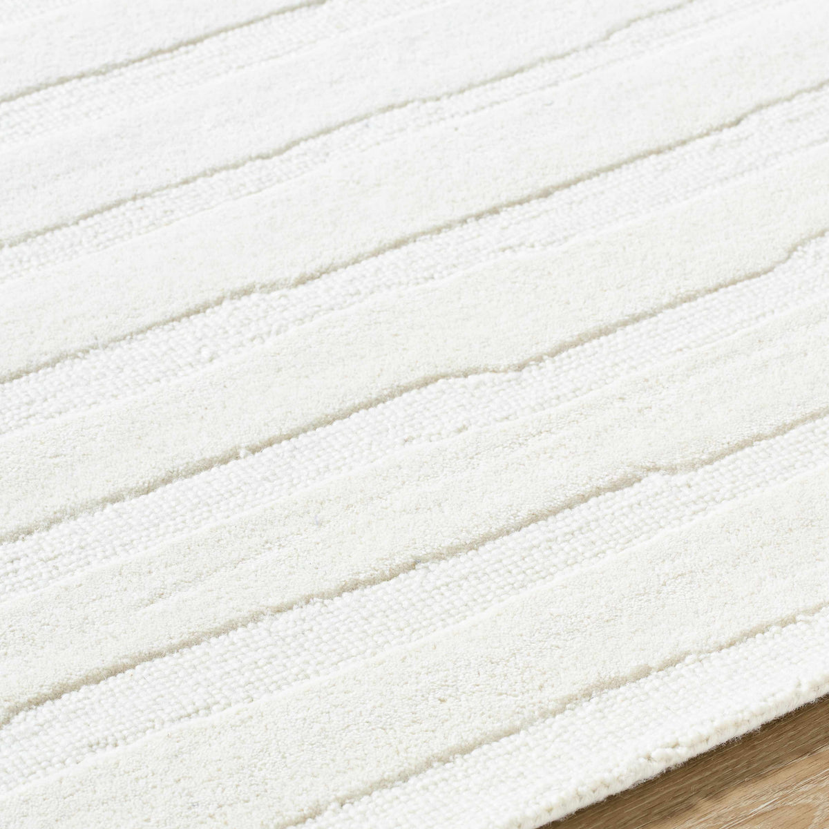 Zerah White Wool Area Rug - Clearance