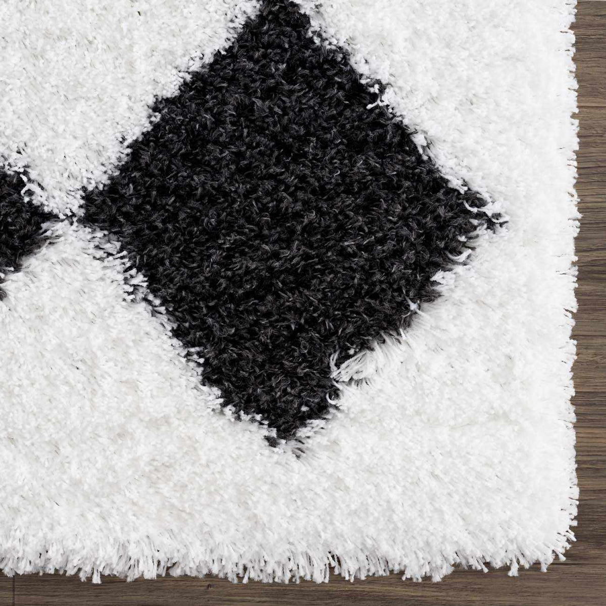 Zahur Black & White Diamond Area Rug - Clearance