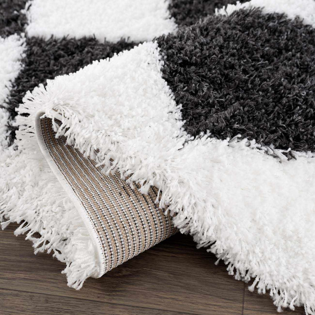Zahur Black & White Diamond Area Rug - Clearance