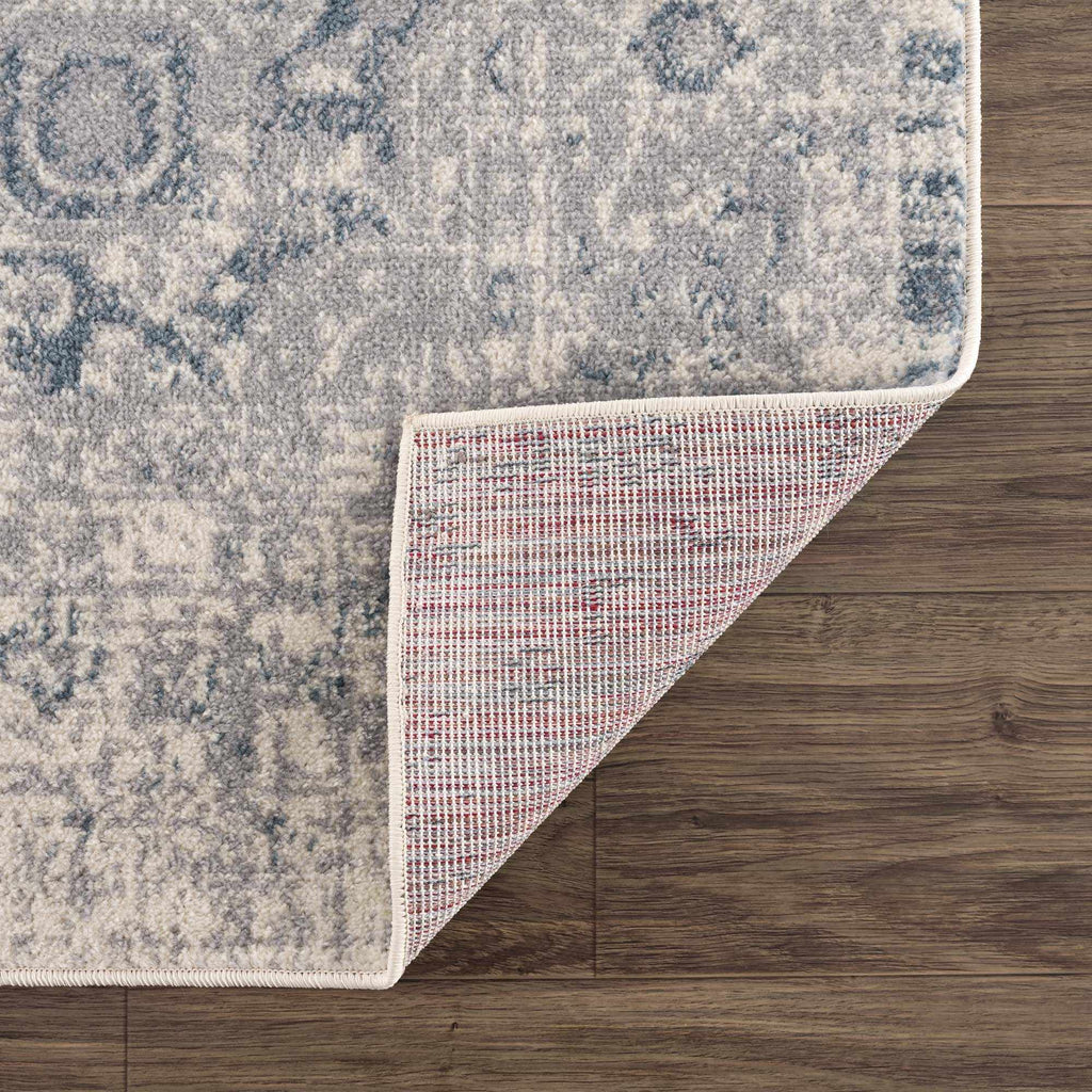 Peeta Gray Blue Medallion Area Rug - Clearance