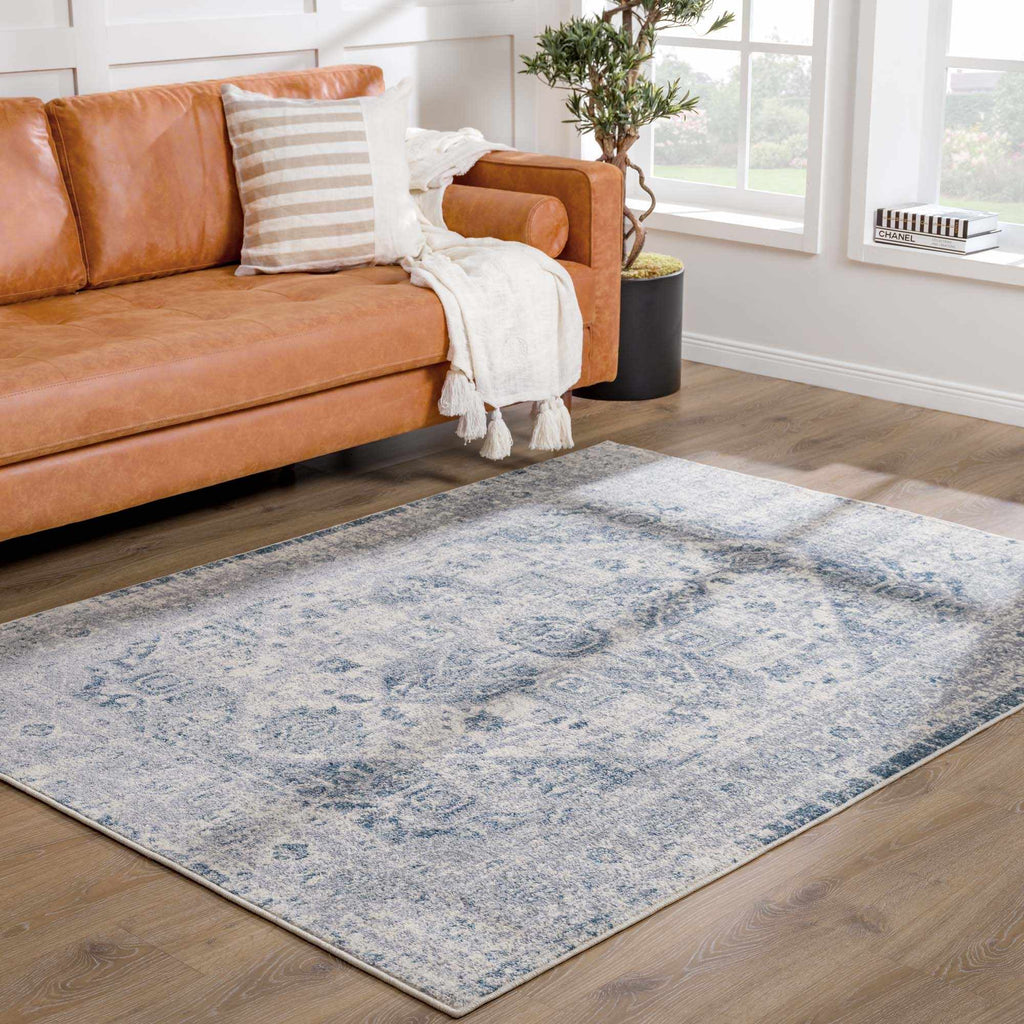 Peeta Gray Blue Medallion Area Rug - Clearance