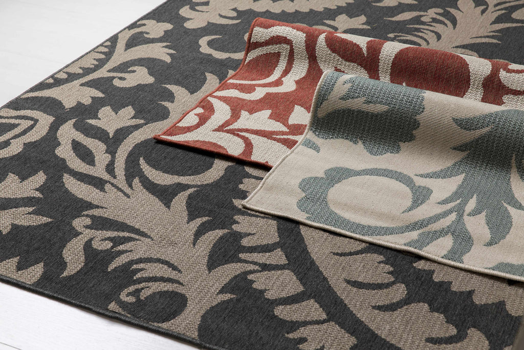 Alburnett Burnt Orange Floral Outdoor Rug - Clearance
