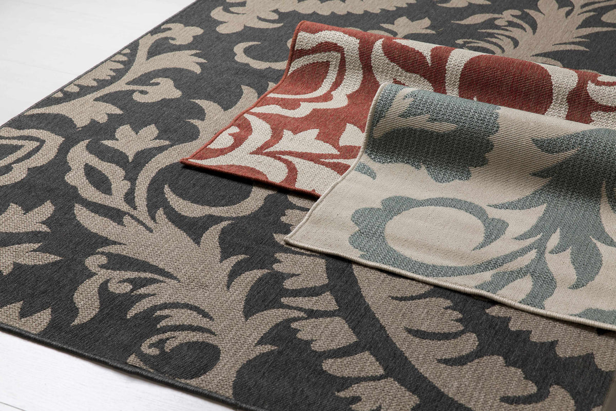 Alburnett Burnt Orange Floral Outdoor Rug - Clearance