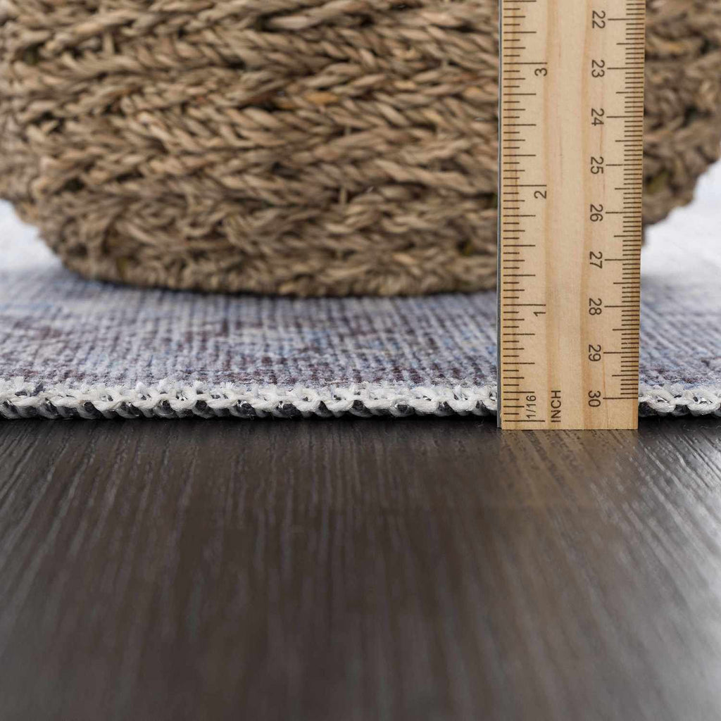 Ice Blue Flat Pile Washable Rug