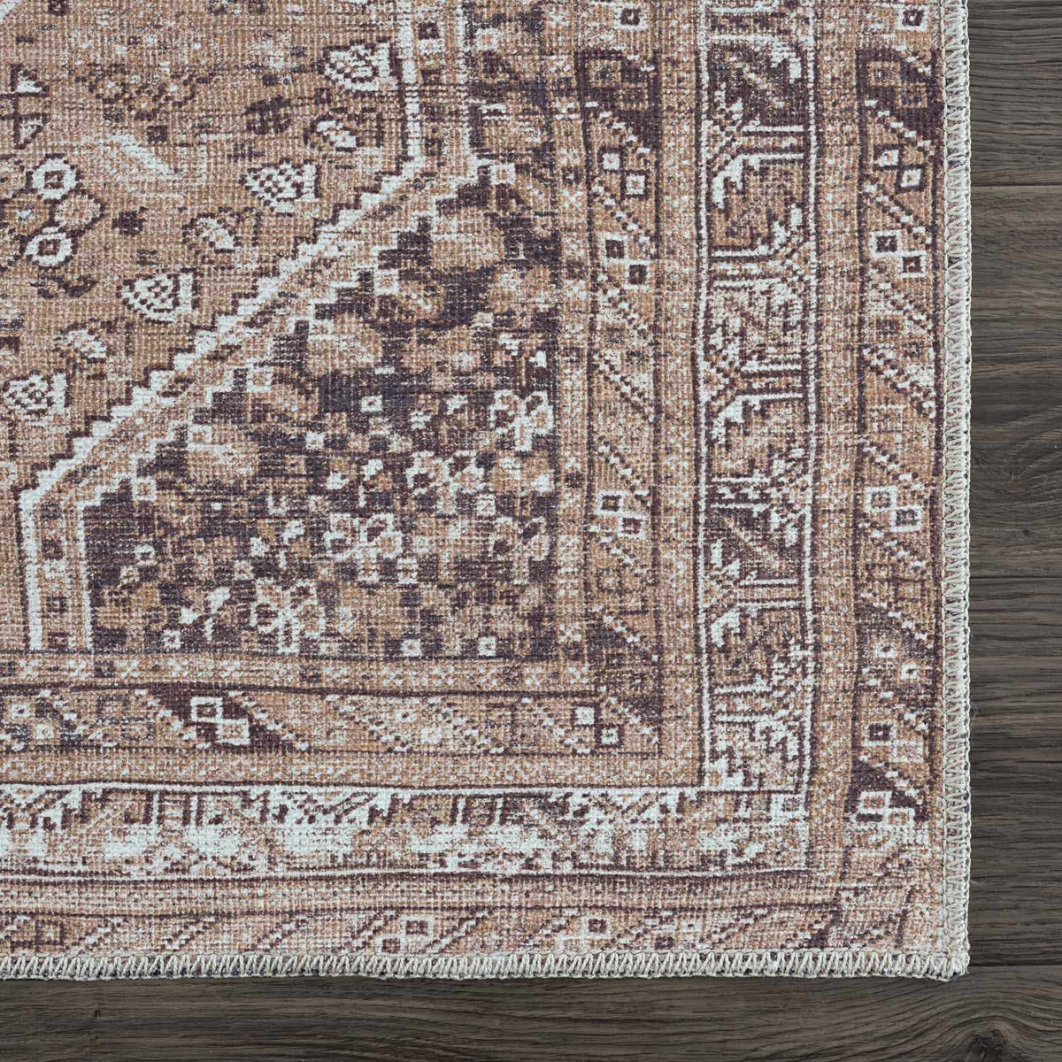 Barny Brown Flat Pile Washable Rug - Clearance