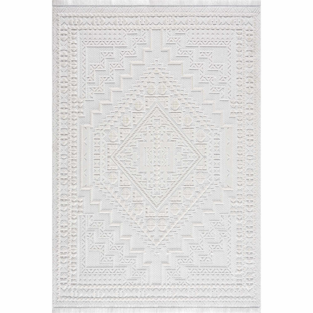 Ivory Alya 3D Medallion Fringe @Area Rug - Clearance