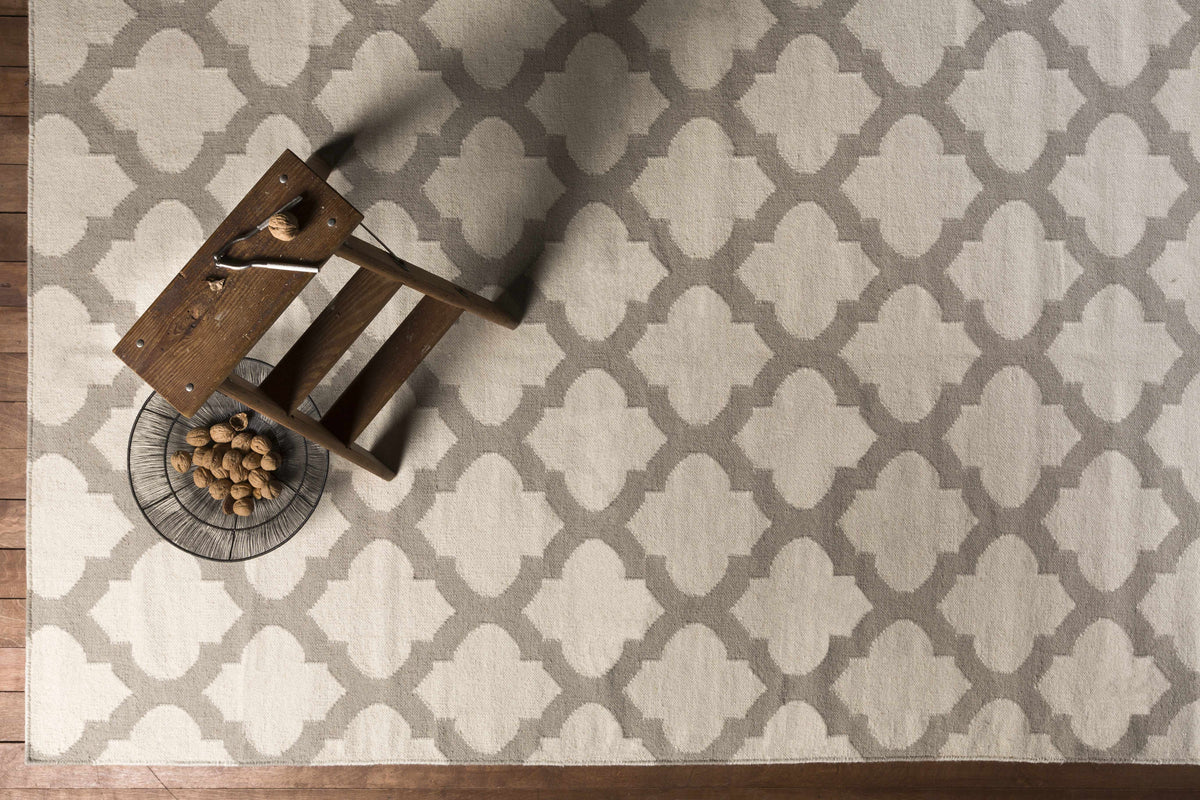 Banks Ivory/Gray Trellis Wool Rug - Clearance