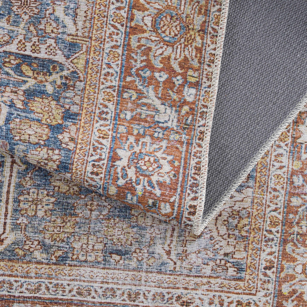 Rust Mair Traditional Washable Area Rug