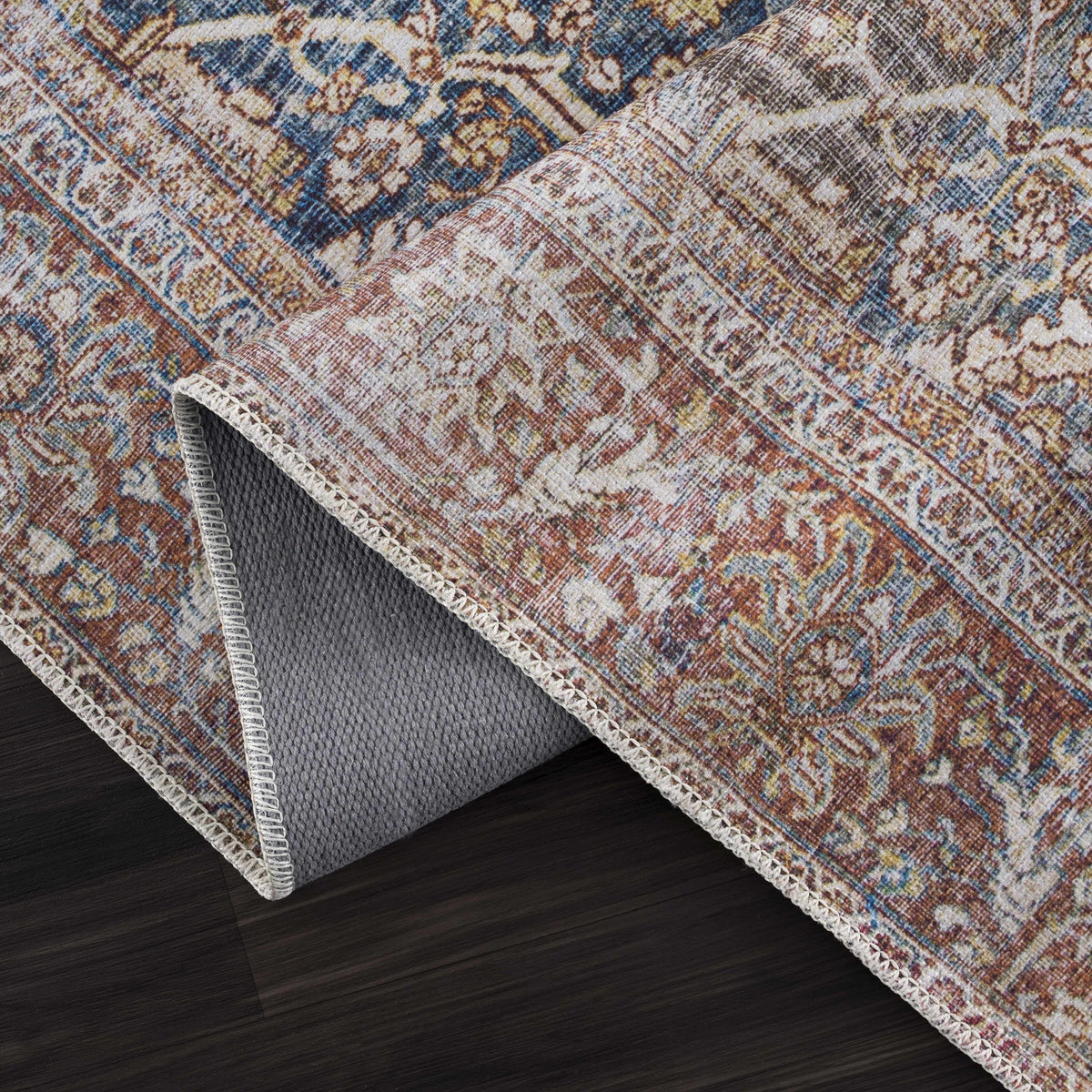 Rust Mair Traditional Washable Area Rug