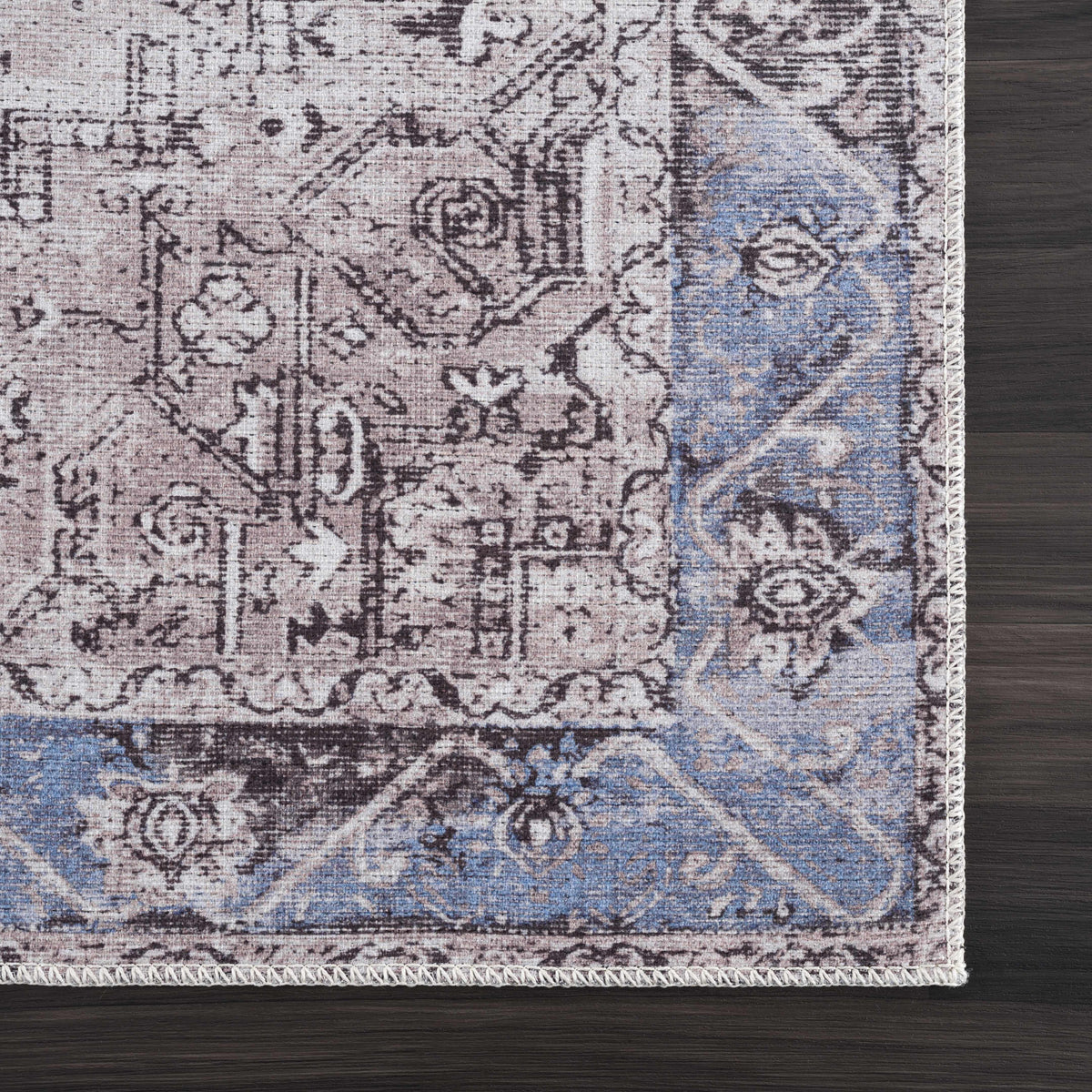 Rosman Blue&Beige - Promo Washable Area Rug - Clearance