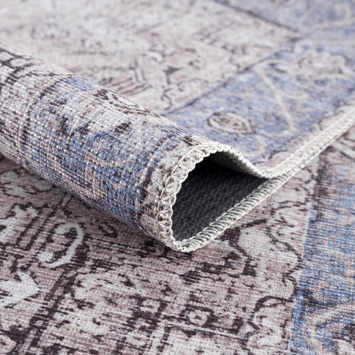 Rosman Blue&Beige - Promo Washable Area Rug - Clearance