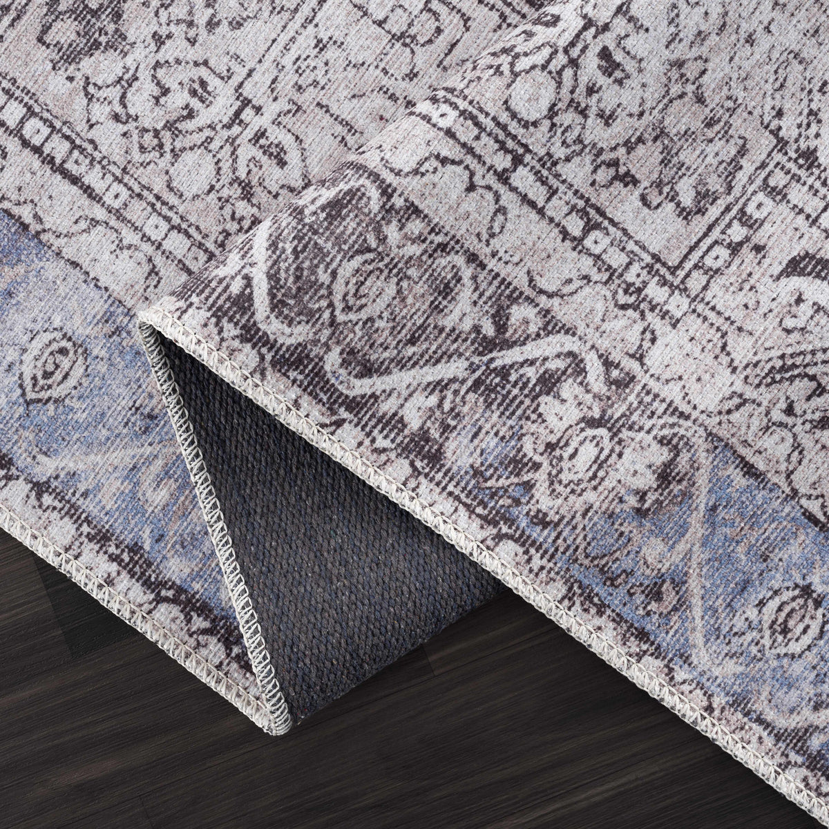 Rosman Blue&Beige - Promo Washable Area Rug - Clearance