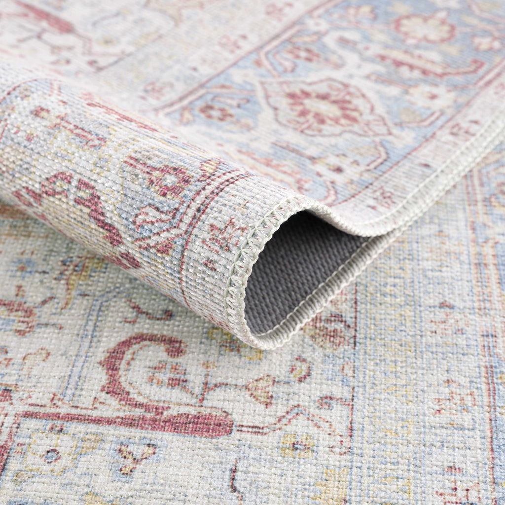 Cream Rust Leeston Washable Rug - Clearance