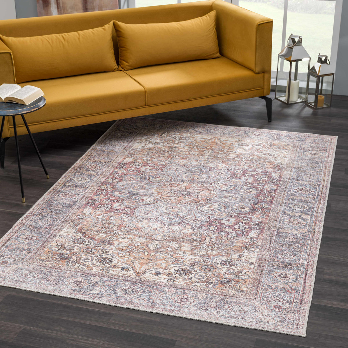 Rust Gardnertown Medallion Washable Area Rug - Clearance