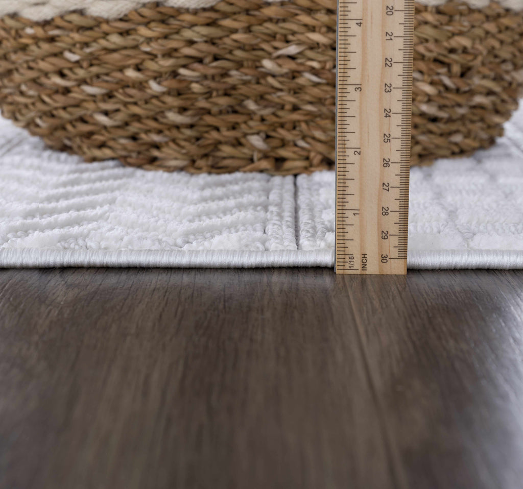 Ivory Cira Textured Trellis Fringe Area Rug - Clearance