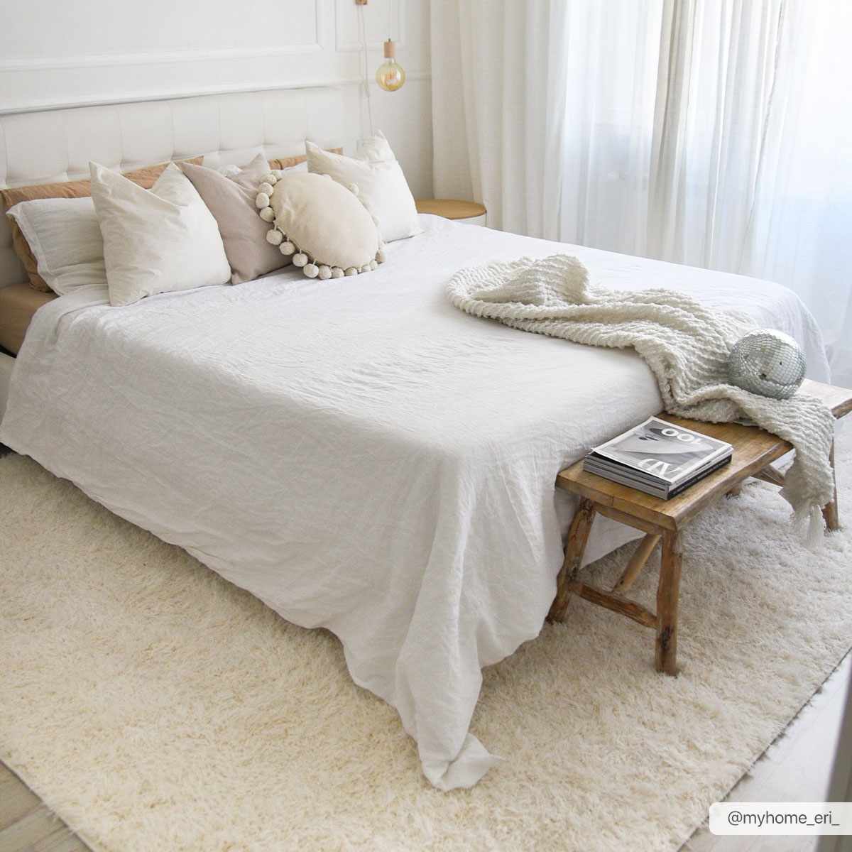 Faina Solid Cream Shag Washable Area Rug