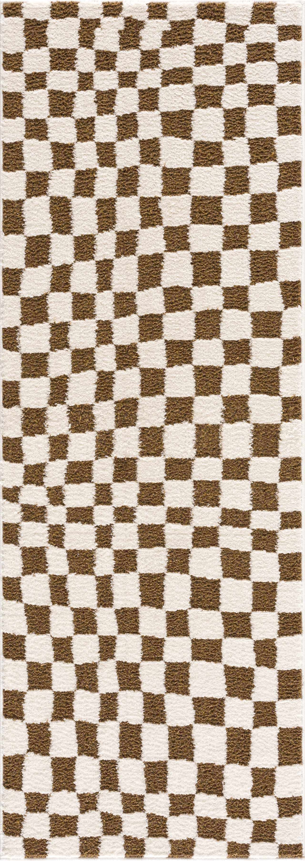 Aveline Soren Brown & White Contemporary Shag Rug