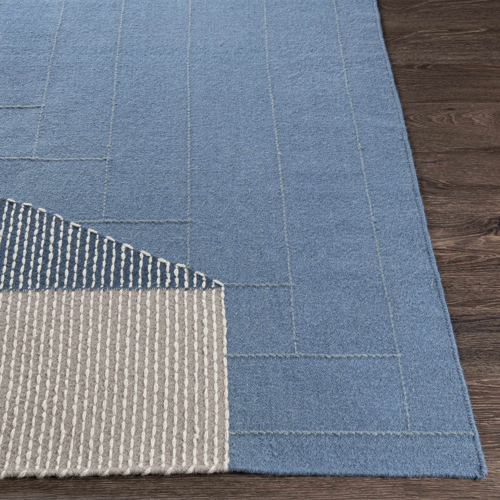 Blue Hanwood Wool Blend Braided Area Rug - Clearance